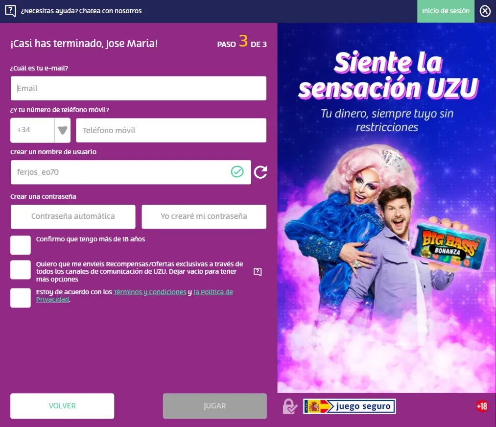 playUZU españa register